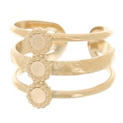 Anello regolabile a 3 file da T.51 a T.57 per cabochon da 3 mm - Acciaio inox 304L Oro x1|raw }}