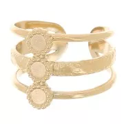 Anello regolabile a 3 file da T.51 a T.57 per cabochon da 3 mm - Acciaio inox 304L Oro x1