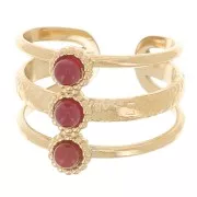 Anello regolabile a 3 file da T.51 a T.57 per cabochon da 3 mm - Acciaio inox 304L Oro x1