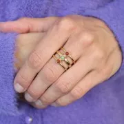 Anello regolabile a 3 file da T.51 a T.57 per cabochon da 3 mm - Acciaio inox 304L Oro x1