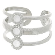 Anello regolabile a 3 file da T.51 a T.57 per cabochon da 3 mm - Acciaio inox 304L x1