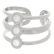 Anello regolabile a 3 file da T.51 a T.57 per cabochon da 3 mm - Acciaio inox 304L x1