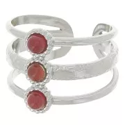 Anello regolabile a 3 file da T.51 a T.57 per cabochon da 3 mm - Acciaio inox 304L x1