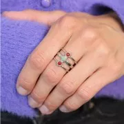 Anello regolabile a 3 file da T.51 a T.57 per cabochon da 3 mm - Acciaio inox 304L x1