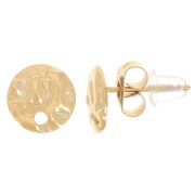 Orecchini tondi martellati da 8 mm con foro - Acciaio inossidabile 316L oro x2|raw }}
