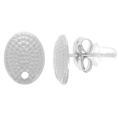 Orecchini ovali strutturati 10x7,5 mm - Acciaio inossidabile 304L x2