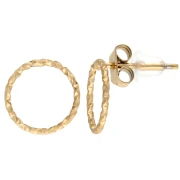 Orecchini a cerchio incavato da 10 mm con effetto diamante 304L in acciaio inox oro x2