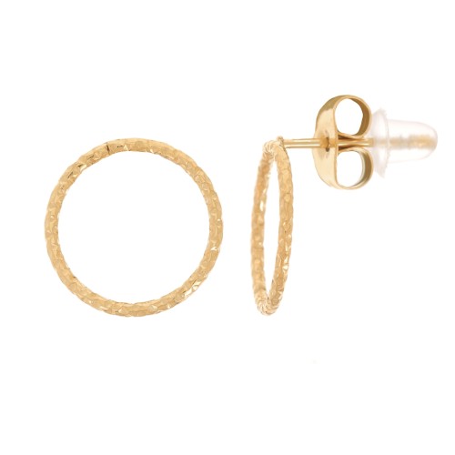 Orecchini cerchio vuoto effetto diamante 10 mm - Acciaio inox304L oro x2