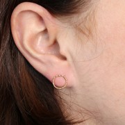 Orecchini a cerchio incavato da 10 mm con effetto diamante 304L in acciaio inox oro x2