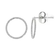 Orecchini perno cerchio vuoto effetto diamante 10mm -Acciaio inossidabile 304L x2