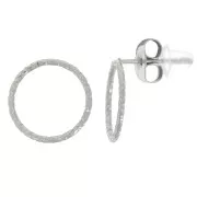 Orecchini perno cerchio vuoto effetto diamante 12 mm - Acciaio inox 304L x2