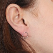 Orecchini perno cerchio vuoto effetto diamante 12 mm - Acciaio inox 304L x2