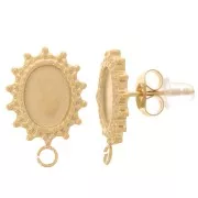 Orecchini ovali 16x11 mm per cabochon 8x6 mm - Acciaio inossidabile 316L oro x2