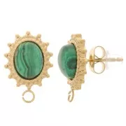 Orecchini ovali 16x11 mm per cabochon 8x6 mm - Acciaio inossidabile 316L oro x2