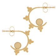 Orecchini etnici 19 mm per cabochon da 4 mm - Acciaio inossidabile 316L Oro x2