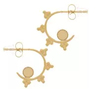 Orecchini etnici 19 mm per cabochon da 4 mm - Acciaio inossidabile 316L Oro x2