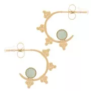 Orecchini etnici 19 mm per cabochon da 4 mm - Acciaio inossidabile 316L Oro x2