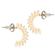 Orecchini etnici da 20mm con resina epossidica Acciaio inox316L oro Nero x2