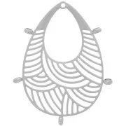 Pendenti goccia traforati 32x25mm - 5 anelli chiusi - Acciaio inossidabile 316L x2