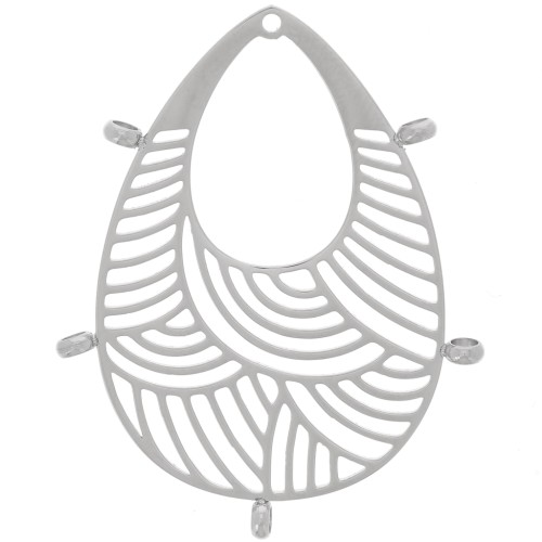 Pendenti goccia traforati 32x25mm - 5 anelli chiusi - Acciaio inossidabile 316L x2