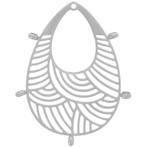 Pendenti goccia traforati 32x25mm - 5 anelli chiusi - Acciaio inossidabile 316L x2