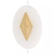 Perla ovale piatta 12x8 mm in madreperla con diamante in acciaio inox 316L oro x1