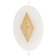 Perla ovale piatta 13x9 mm in madreperla con rombo in acciaio inossidabile 304 Dorato x1