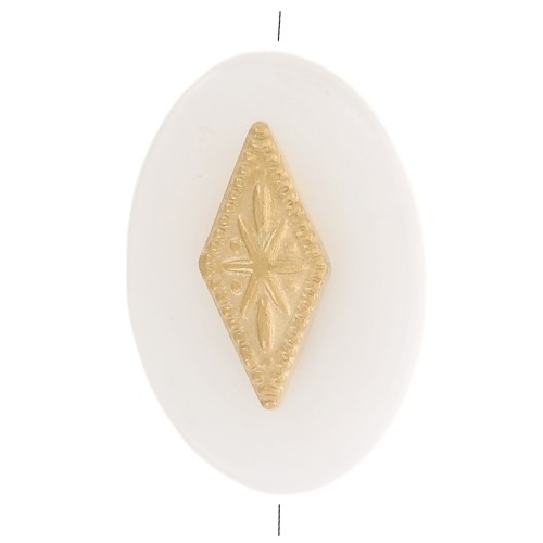 Perla ovale piatta 12x8 mm in madreperla con diamante in acciaio inox 316L oro x1