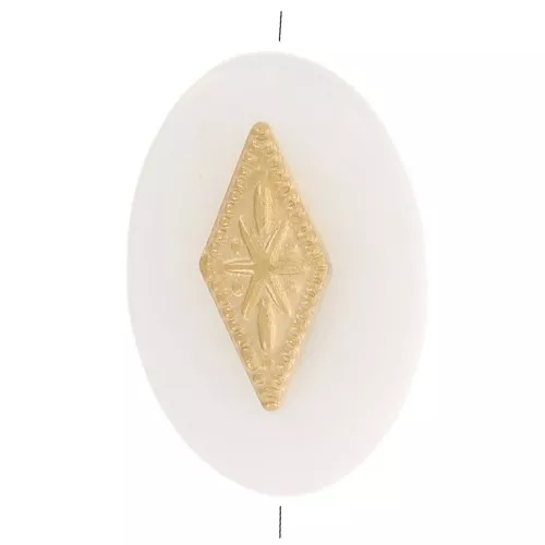 Perla ovale piatta 12x8 mm in madreperla con diamante in acciaio inox 316L oro x1
