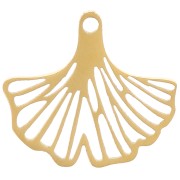 Ciondolo a forma di foglia di ginkgo traforata 11x12 mm - Acciaio inox 316L Oro x1