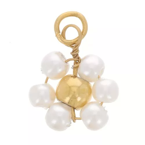 Pendente fiore di 10mm imitazione madreperla Acciaio inossidabile 304L oro x1