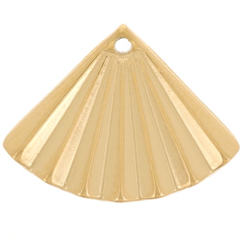 Ciondolo a ventaglio effetto plissettato 15x20 mm - Acciaio inox 304L Gold x1