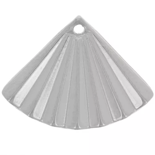 Ciondolo ventaglio effetto plissettato 15x20 mm - Acciaio inossidabile 316L x1