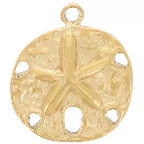 Ciondolo irregolare Sand Dollar 15 mm - Acciaio inossidabile dorato 304L x1