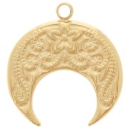Ciondolo a forma di mezzaluna 17x15,5 mm - motivo arabesco - Acciaio inossidabile 304 Dorato x1