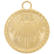 Pendente etnico rotondo da 18 mm - per cabochon da 3 mm - Acciaio inox 316L ORO x1