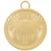 Pendente etnico rotondo da 18 mm - per cabochon da 3 mm - Acciaio inox 316L ORO x1