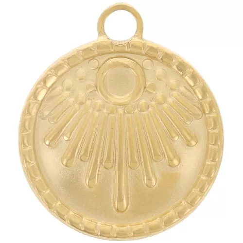 Pendente etnico rotondo da 18 mm - per cabochon da 3 mm - Acciaio inox 316L ORO x1