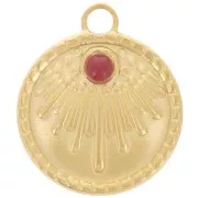 Pendente etnico rotondo da 18 mm - per cabochon da 3 mm - Acciaio inox 316L ORO x1