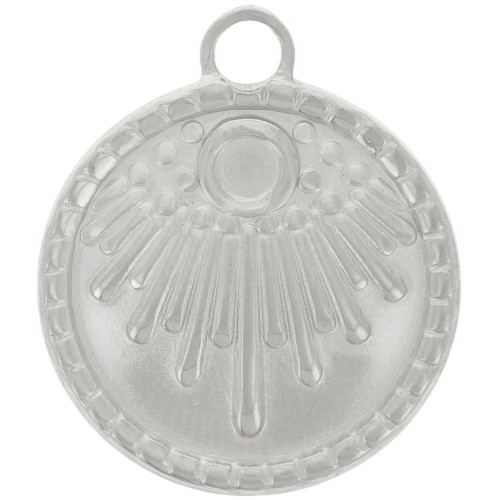 Pendente etnico rotondo da 18 mm - per cabochon da 3 mm - Acciaio inox 316L x1