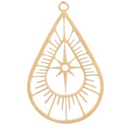 Pendente goccia traforato 22x14 mm stella polare -Acciaio inossidabile 316L x1