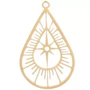 Pendente goccia traforato 22x14 mm stella polare -Acciaio inossidabile 316L x1