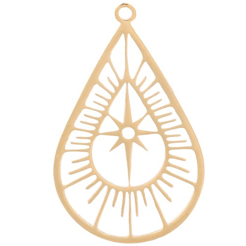 Pendente goccia traforato 22x14 mm stella polare -Acciaio inossidabile 316L x1