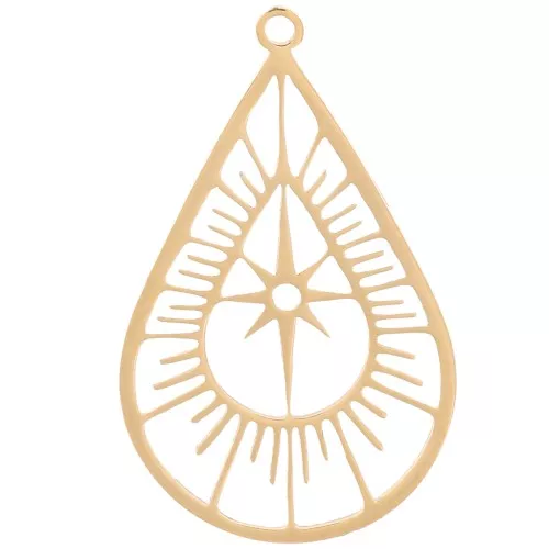 Pendente goccia traforato 22x14 mm stella polare -Acciaio inossidabile 316L x1