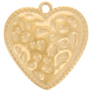 Pendente forma di cuore martellato 18x17 mm - Acciaio inox 304L oro x1