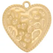 Pendente forma di cuore martellato 18x17 mm - Acciaio inox 304L oro x1