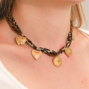 Pendente forma di cuore martellato 18x17 mm - Acciaio inox 304L oro x1