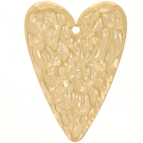 Pendente cuore martellato 34x24 mm - Acciaio inossidabile 304L oro x1