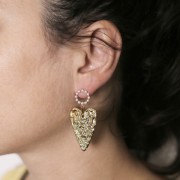 Pendente cuore martellato 34x24 mm - Acciaio inossidabile 304L oro x1