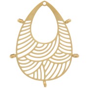 Pendenti a goccia 32x25 mm - 5 anelli chiusi - Acciaio inossidabile 316L Oro x2